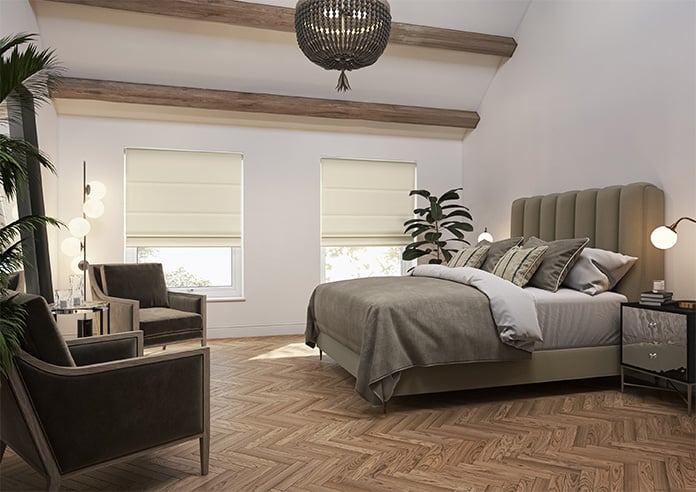 Kyoto Faux Silk, Sand - Motorised Roman Blind - Image 6